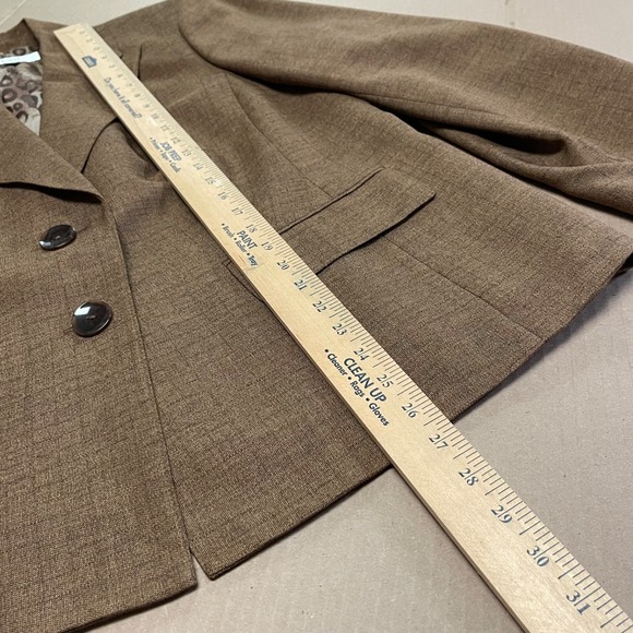 Vintage‎ Le Suit Women's Size 14W Brown Textured 2-Button Blazer - Picture 12 of 16
